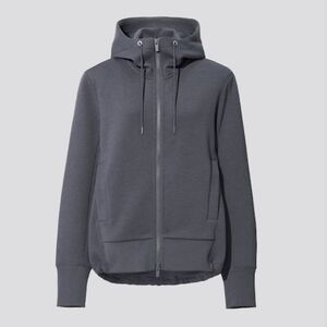 +J UNIQLO x Jil Sander Dry Sweat Full Zip-Up Hoodie, Size XL, Gray, Rare Item